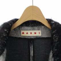 マルニ MARNI ダブル チェスターコート アウター ロング モヘア混 総柄 36 S グレー ブラック 黒 レディース_画像4