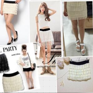 見た目はスカート中はパンツ!1年中使える!ゴムで楽ちん上品フリンジミニスカート