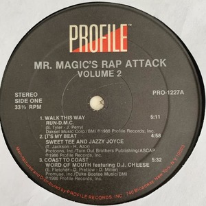 ★ MR.MAGIC'S RAP ATTACK VOLUME2 HIP HOPオムニバス　LP 