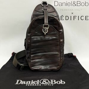 Daniel & Bob ダニエル＆ボブ PIPPO ピッポ レザー ショルダーバッグ EDIFICE 別注 モデルコラボ 牛革 イタリア製 3WAY ダークブラウン