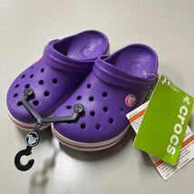 クロックス crocs キッズ 子供 kids 未使用 シューズ サンダル 17.5㎝ 紫 パープル crocband kids 靴_画像1