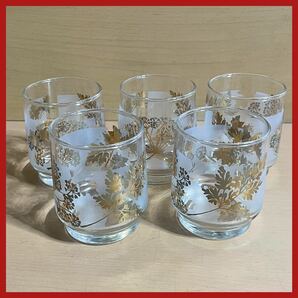 AO1025.9 冷酒グラス 日本酒グラス コップ 金彩 5客セットの画像1