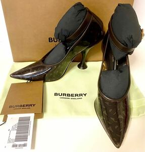 BURBERRY バーバリー　パンプス　ストラップ　シューズ　靴　ブラウン　モノグラム　茶色