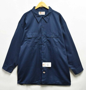 【未使用品】展示品 ビッグサイズ Dickies ディッキーズ 長袖 ワークシャツ ネイビー メンズ4XL相当 新品(39247