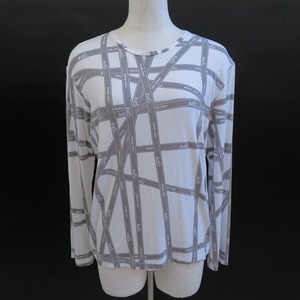 #apc Hermes HERMES cut and sewn borute.k pattern ribbon M white gray lady's [765645]