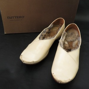#wns Buttero BUTTERO туфли без застежки плоская обувь ODALISCA 35 слоновая кость кожа мех женский [735378]