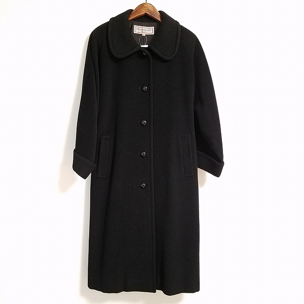 16800円 80s YVES SAINT LAURENT/ノーカラー中綿コート/M/ブラック M