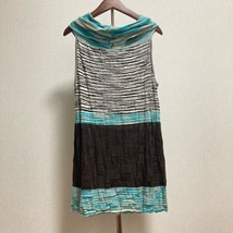 #snc エムミッソーニ M MISSONI チュニック カットソー 40 茶系 緑 ノースリーブ ニット ボーダー レディース [743835]_画像2