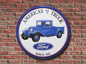 メタルサイン America's #1 Truck Ford / フォード トラック（ラウンド）#1009