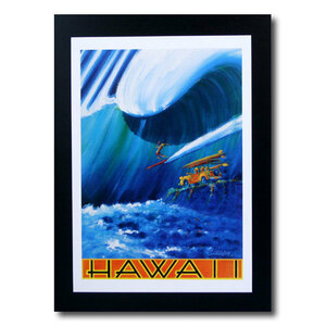 ハワイアンポスター サーフィンシリーズ N-34 「John Severson ビッグウェーブ（縦）」 サイズ：30.5×21.5cm