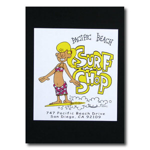 ハワイアンポスター サーフィンシリーズ N-70 「Pacific Beach Surf Shop(Girl)」 サイズ：23.5×21.5cm