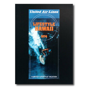 ハワイアンポスター サーフィンシリーズ N-86 「ユナイテッド航空　LIFESTYLE HAWAII 1974」 サイズ：31×14cm