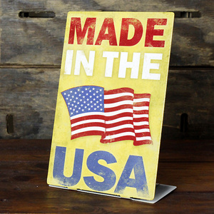 スティールサイン 「MADE IN THE USA」 自立スタンド看板 (PTST-067)