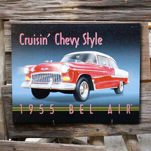 メタルサイン 「Crusin' Chevy Style」 #728 ／シェビー／ブリキ看板／ガレージ／