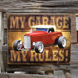 メタルサイン 「My Garage - Rod」 #1761 ／ホットロッド／ブリキ看板／ガレージ／