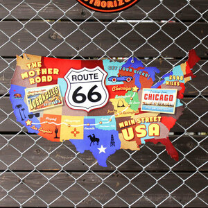スティールサイン「Route 66 USA」（ルート66ＵＳＡ）PS-056 縦43×横62cm