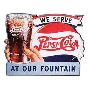 木製看板 ダイカットプラーク ペプシ ファウンテン Pepsi At Our Fountain #72506