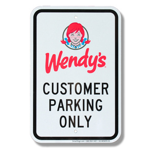 パーキングサイン Wendys ウェンディーズ 44.5×30.5cm アメリカ製道路標識 デッドストック 標識 アメリカ雑貨