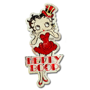 Betty Boop ベティブープ スティールサイン Betty Red Dress H48.5×W22.4cm UVカットコーティング