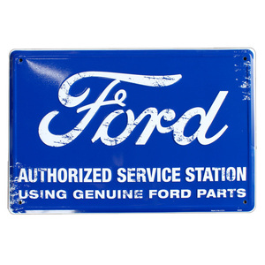 メタルサイン「FORD AUTHORIZED SERVICE STATION」（フォード認定サービスステーション）　縦30.5×横45.7cm アメリカ製 アルミニウム フォ