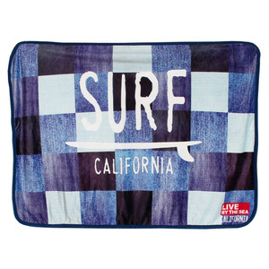 Live By The Sea CALIFORNIA クォーターブランケット「Denim Patchwork　デニムパッチワーク」約縦75cm 横105cm ポリエステル製