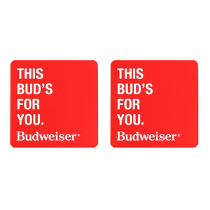 ラバーコースター 2枚セット 「THIS BUD'S FOR YOU. Budweiser バドワイザー」 10×10cm