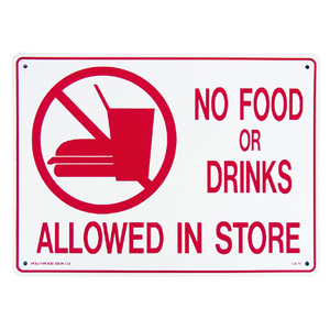 プラスチックメッセージサインボード　「NO FOOD OR DRINK（飲食禁止）」　CA-16