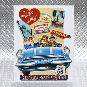 メタルサイン「I Love Lucy On the road again!」アイ・ラブ・ブルーシー　#1378