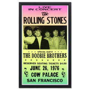 額入りバンドポスター THE ROLLING STONES THE DOOBIE BROTHERS ローリング・ストーンズ ザ ドゥービー・ブラザーズ JUNE 26 1976 額縁サ