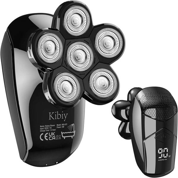 新品 スキンヘッド用 電気シェーバー Kibiy 5-in-1 シェーバー メンズ 髭剃り 回転式 (黒)