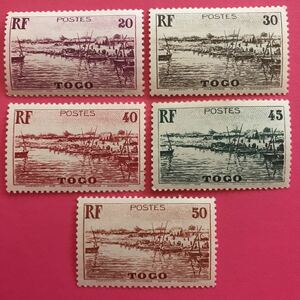 外国未使用切手★トーゴ 1941年 モノ湾 5種