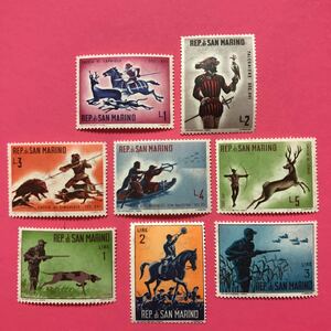 外国未使用切手★サンマリノ 1961年 狩猟 8種