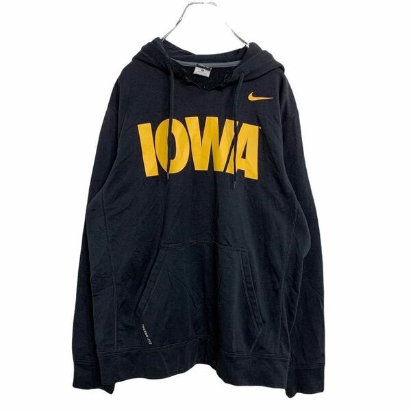 00s NIKE カレッジパーカー IOWA ナイキ スポーツ M ドライフィット黒 リバースウィーブ