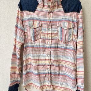 【EDWIN】デニムボーダー デザインシャツ