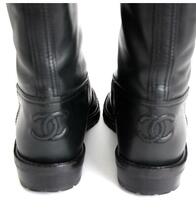 【広尾店】シャネル CHANEL 編み上げ レザー ロングブーツ 黒 ココマーク size35 1/2_画像3