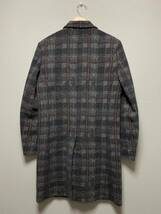 美品☆[Iroquois] 14AW 定価86,900 PAIN TARTAN NEEDLE-PUNCH チェックニードル ウールチェスターコート 1 日本製 イロコイ_画像2