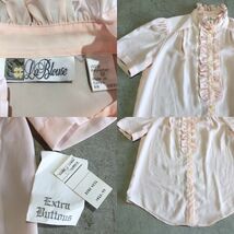 VINTAGE LADIES FRILL BLOUSE PALE PINK ビンテージ レディース フリル ブラウス パステル ピンク 未使用 DEAD STOCK タグ付き 12 S M USA_画像2