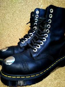 【Dr.MARTENS】ドクターマーチン 8761 BXB スチールトゥ むき出し 10ホールブーツ UK4 (23cm ) BXB 10EYE BOOT ブラック 希少レア【良品】