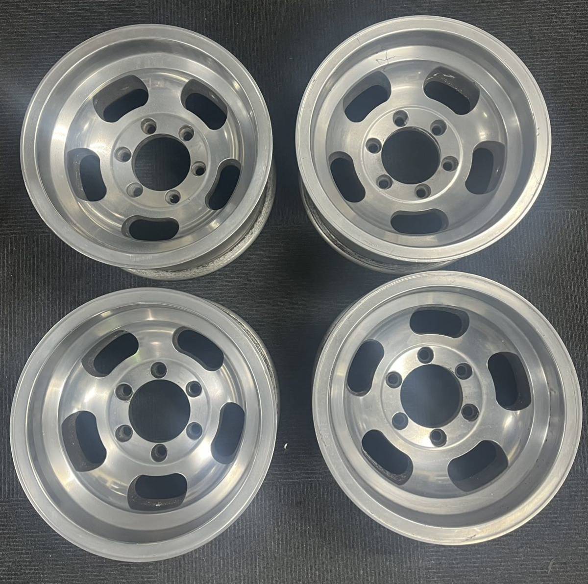 15インチ 希少 ディッシュホイール エンケイ ENKEI 4本セット 6on5.5”(6穴-139.7㎜)8.5J オフセット約ー42㎜