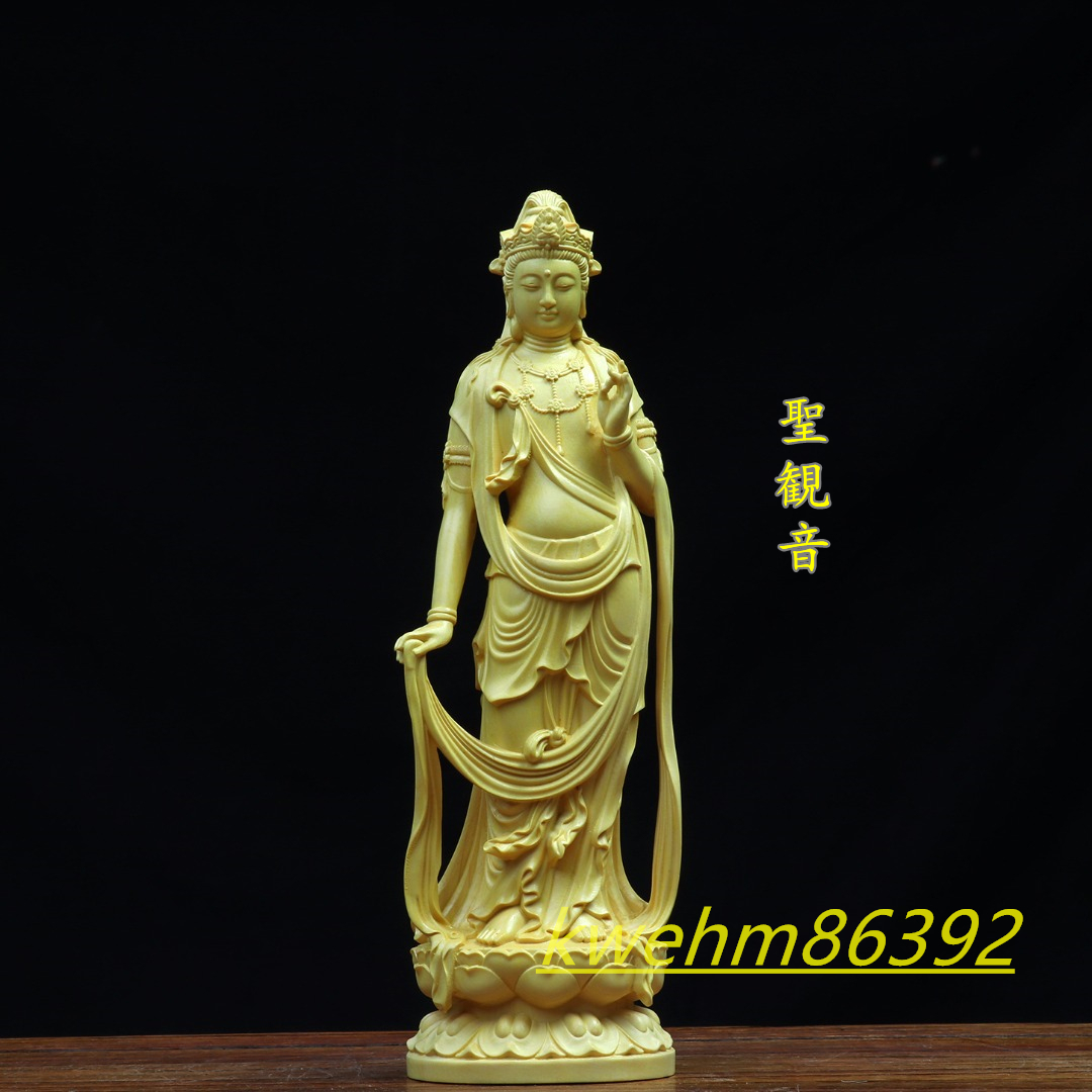 人気商品販売中 極上彫 木彫仏像 柘植材 ご利益 仏壇仏像 彫刻 勢至 