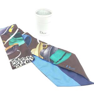 ■【未使用】Dior クリスチャンディオール ミッツァ ツイリー 帽子 モチーフ ハット H ブルー 青 シルク スカーフ