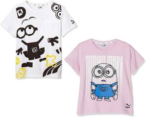 プーマ ミニオンズ コラボ キッズ 半袖Tシャツ 2枚セット 104 ホワイト ピンク Minions 子供用 女の子 ジュニア 送料370円