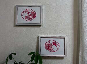 ★　中国・切り絵　花と鳥＆花と蝶　２個セット　プレゼントにも