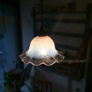 V.Co, antique opal cent glass shade + brass socket pendant light E17 ④ 9103103