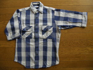  size S! Five Brother Vintage heavy flannel shirt USA made with defect sleeve cut America made cotton 100%