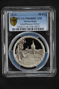 ☆2014年 スイス 射撃祭 (シャウハウゼン) PCGS 鑑定品 50フラン銀貨