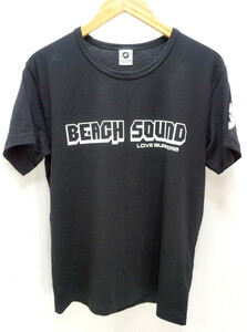 ●ビーチサウンド BEACH SOUND ブラック 両面ロゴ Tシャツ M相当 3●CB