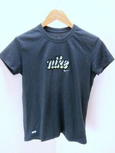 ●ナイキ/NIKE★DRI-FIT黒ブラックロゴ入レディースTシャツM●AF