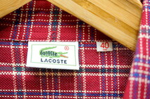 ラコステ ★ LACOSTE オリジナル配色♪ 長袖 チェック シャツ レッド 40 アメカジ 大人カジュアル アウターの中にも最適です♪●DK_画像3