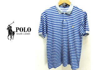 POLO RALPH LAUREN ☆ ポロラルフローレン グレー ブルー ボーダー 半袖 ポロシャツ 1 アメカジ 定番 人気 春夏 大人カジュアル●DB